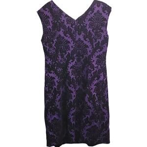ECI New York Deep Purple and Black Velour Velvet Dress Size 12